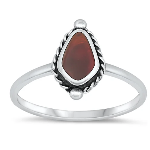 Sterling Red Agate Ring