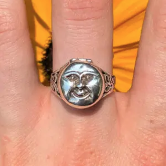 Sterling Moon Poison Ring