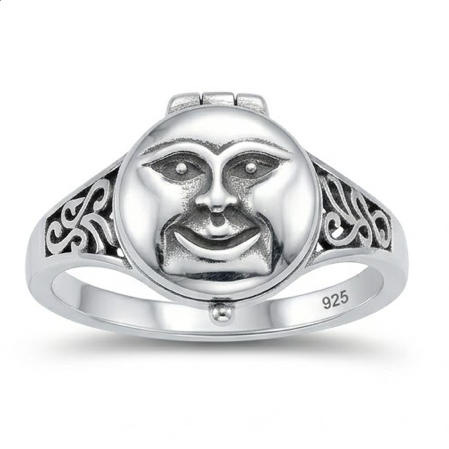 Sterling Moon Poison Ring