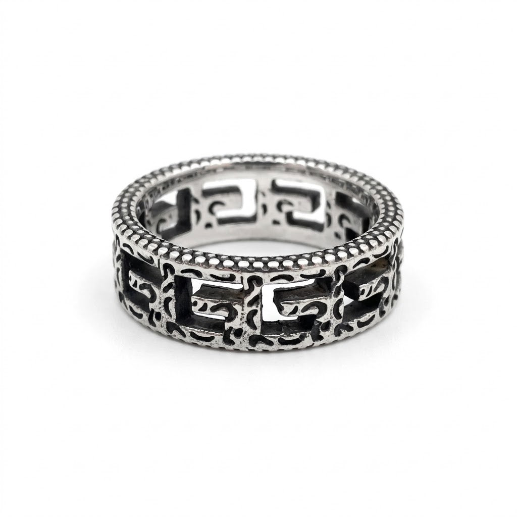 Steel Greek Ring