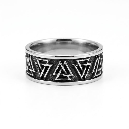 Steel Valknut Ring