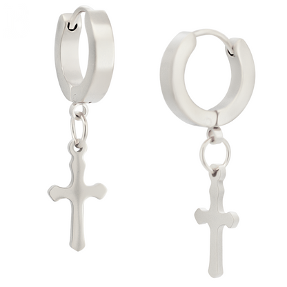 Cross Huggie Hoop